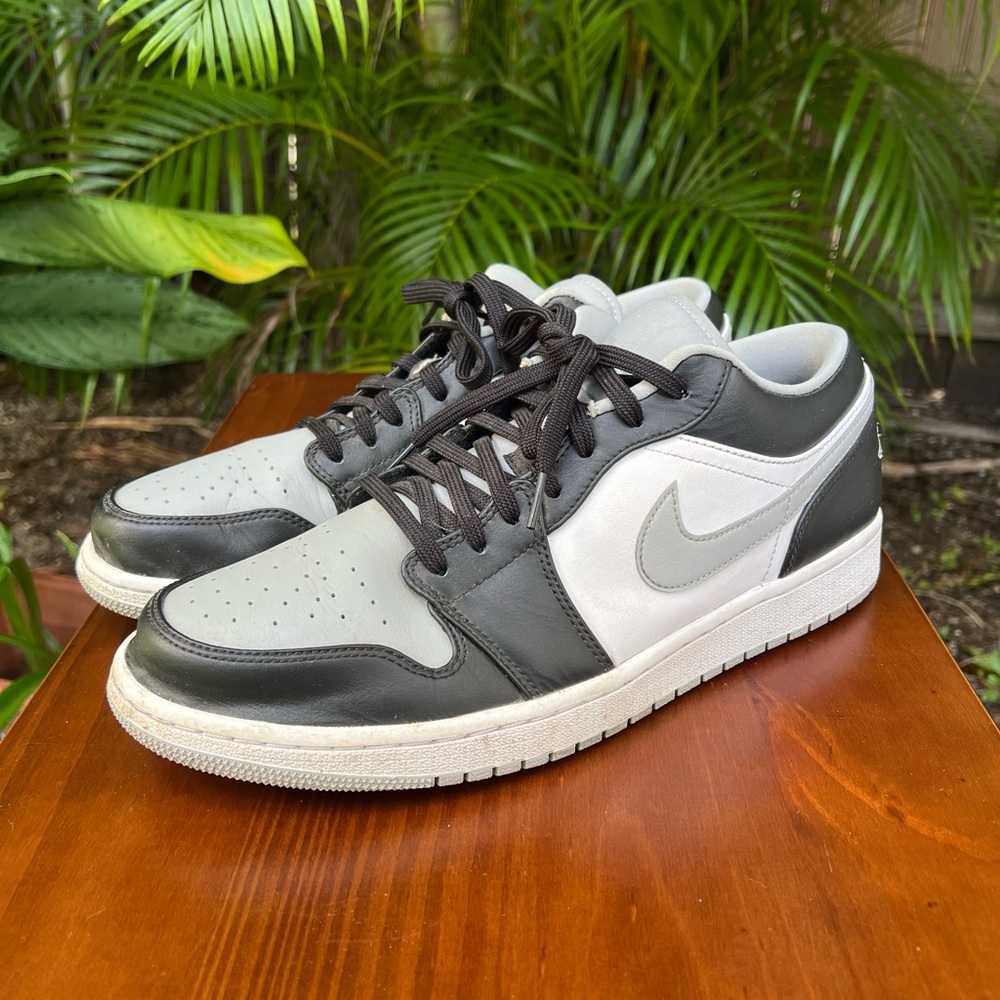 Jordan 1 Low Men's Black and Grey Sneakers Size 12.5
